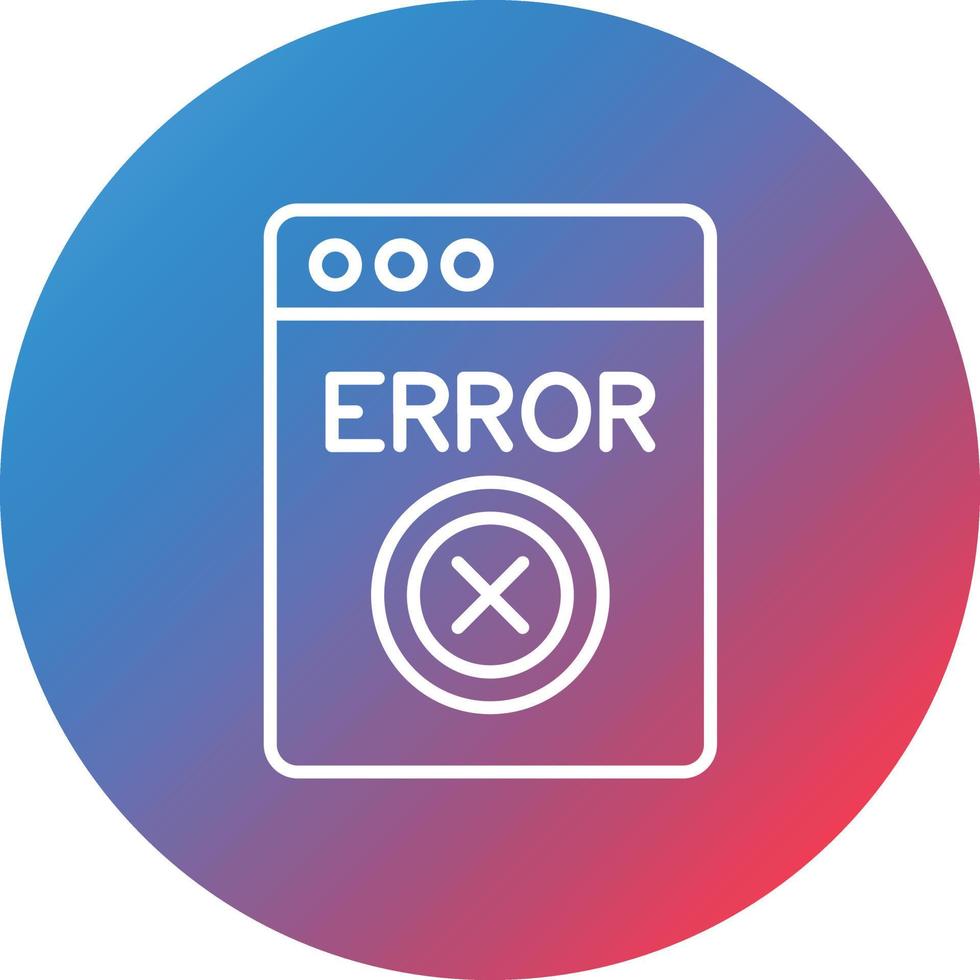 icono de fondo de círculo degradado de línea de error vector