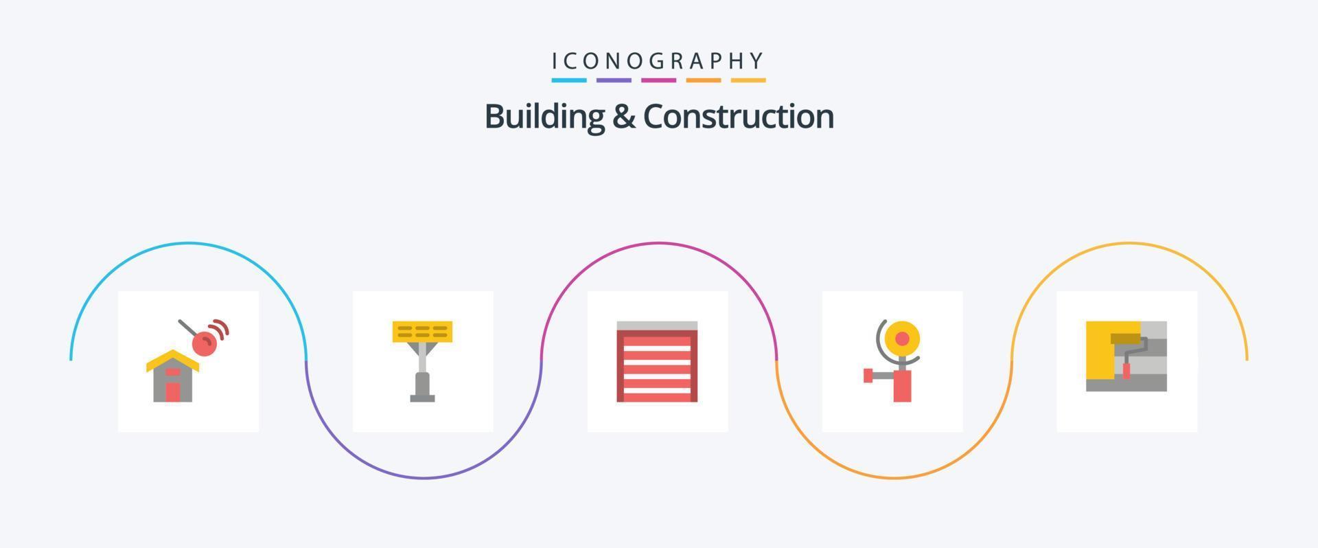 Building And Construction Flat 5 Icon Pack Including tool. painting. city. construction. grinder vector