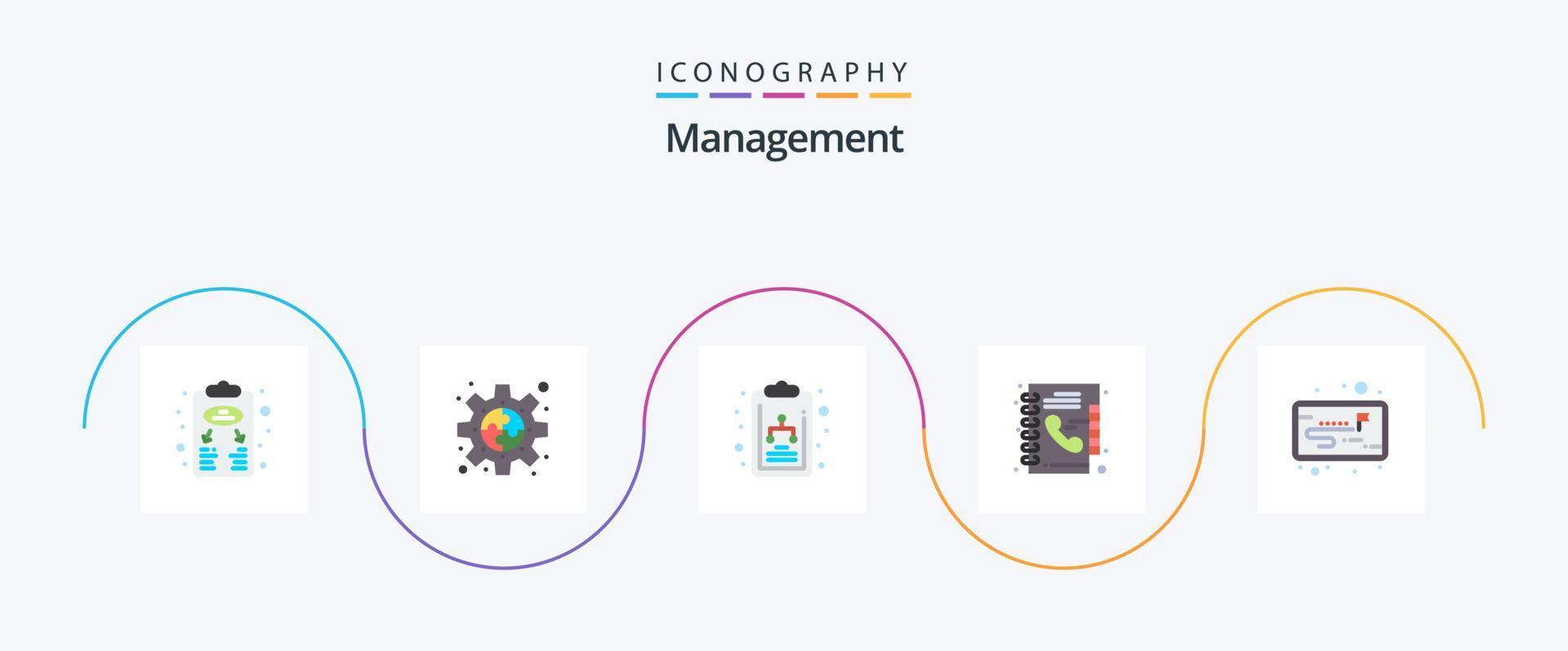 Management Flat 5 Icon Pack Including project. phone. plugin. directory. organization chart vector