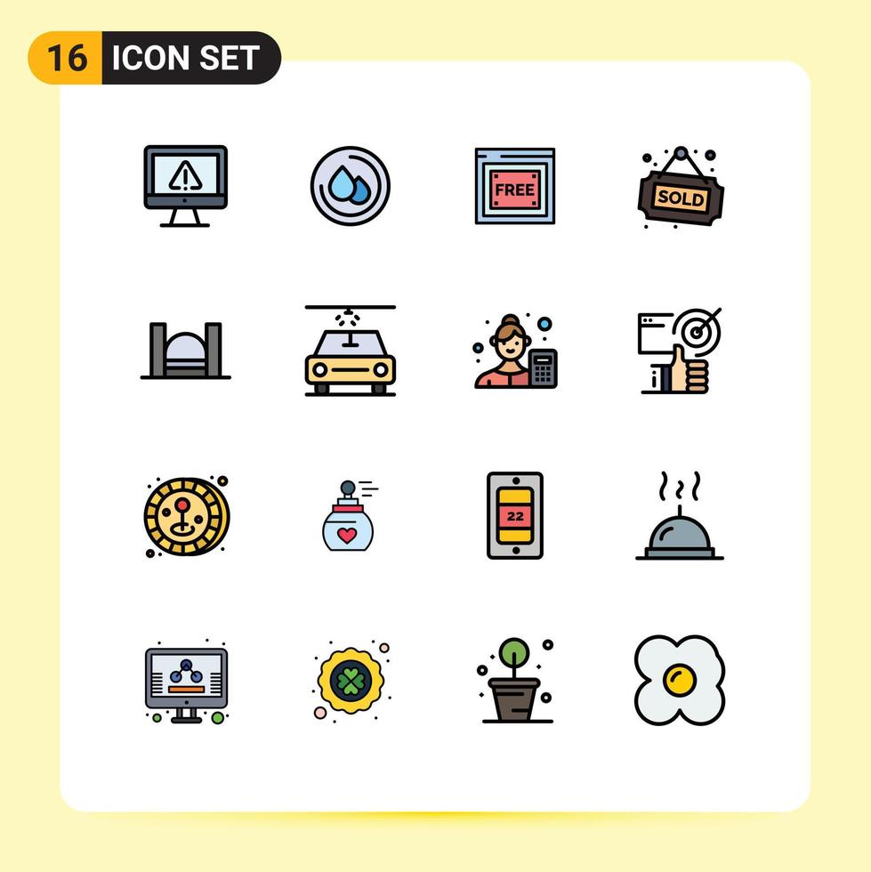 paquete de iconos de vector de stock de 16 signos y símbolos de línea para elementos de diseño de vector creativo editables de etiqueta de propiedad de acceso libre vendido cruzado