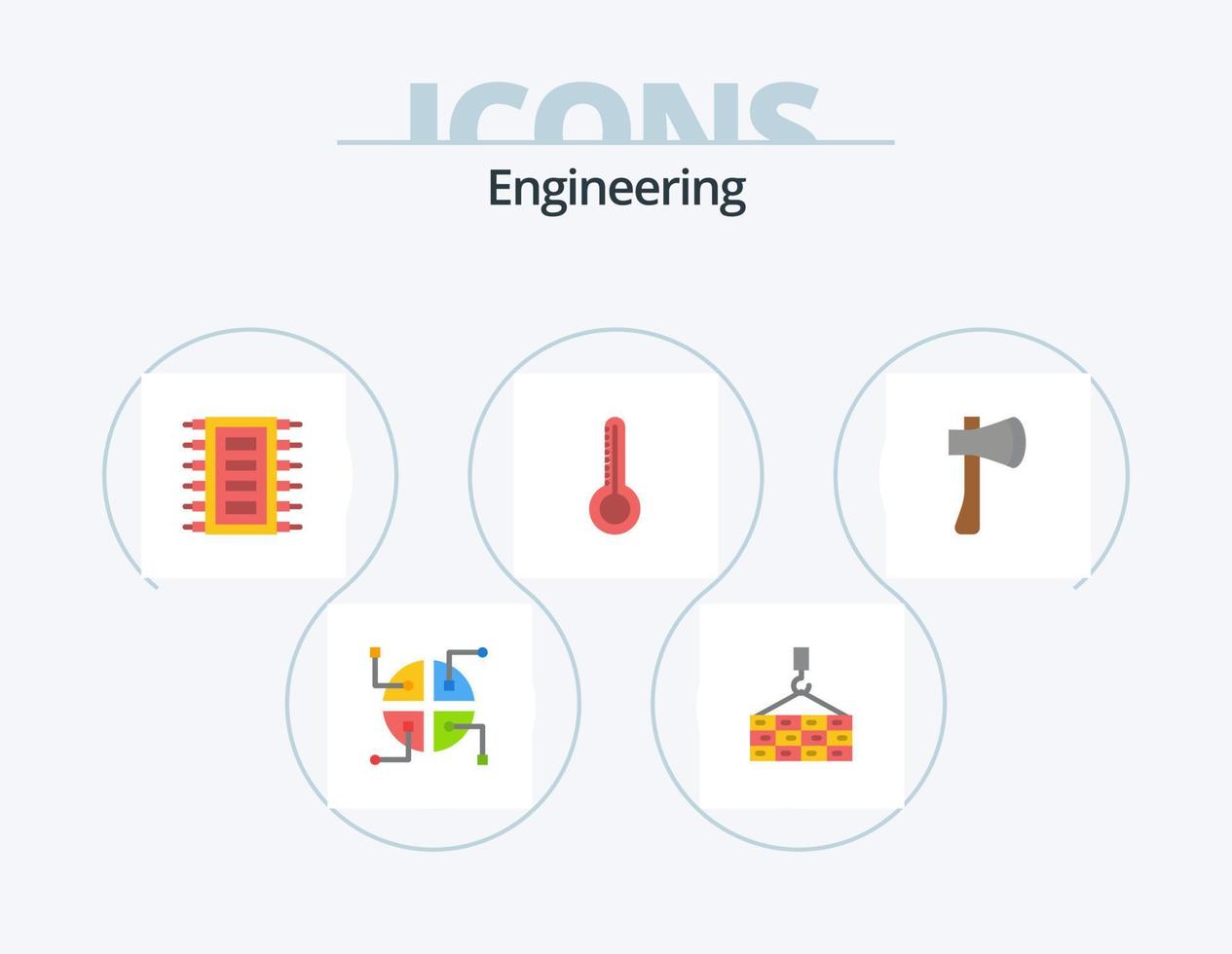 Engineering Flat Icon Pack 5 Icon Design. axe. ax. hardware. weather. temperature vector