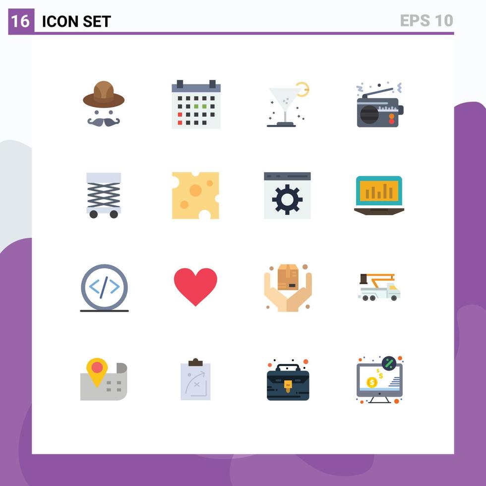 16 Creative Icons Modern Signs and Symbols of construction technology drink device radio Editable Pack of Creative Vector Design Elements