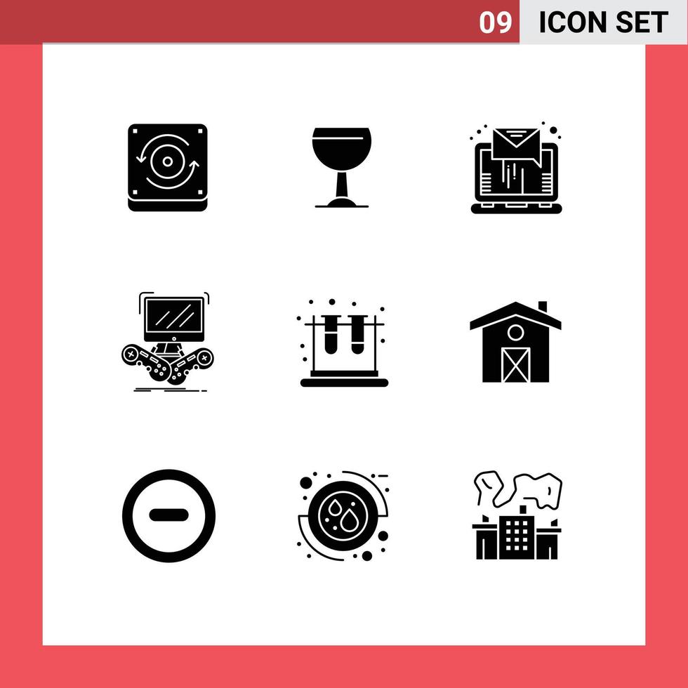 Pack of 9 Modern Solid Glyphs Signs and Symbols for Web Print Media such as test school online online internet Editable Vector Design Elements