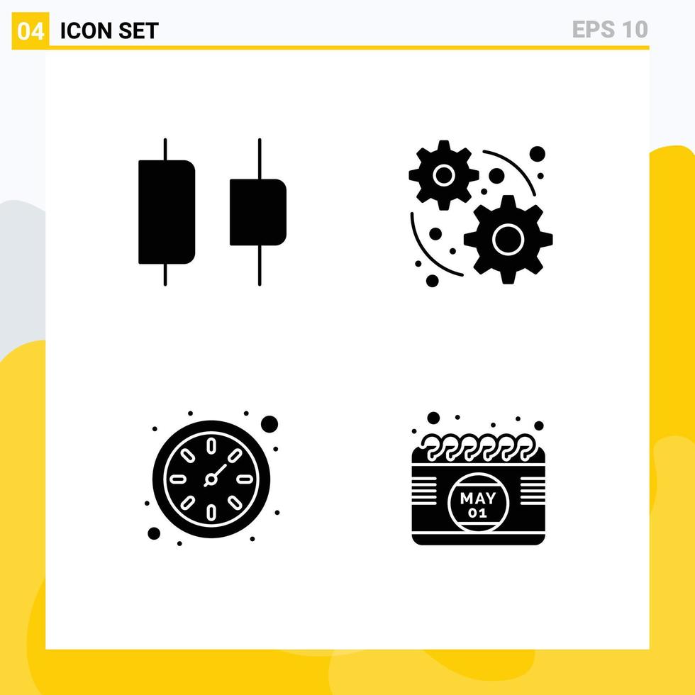 Stock Vector Icon Pack of 4 Line Signs and Symbols for center calendar development clock day Editable Vector Design Elements
