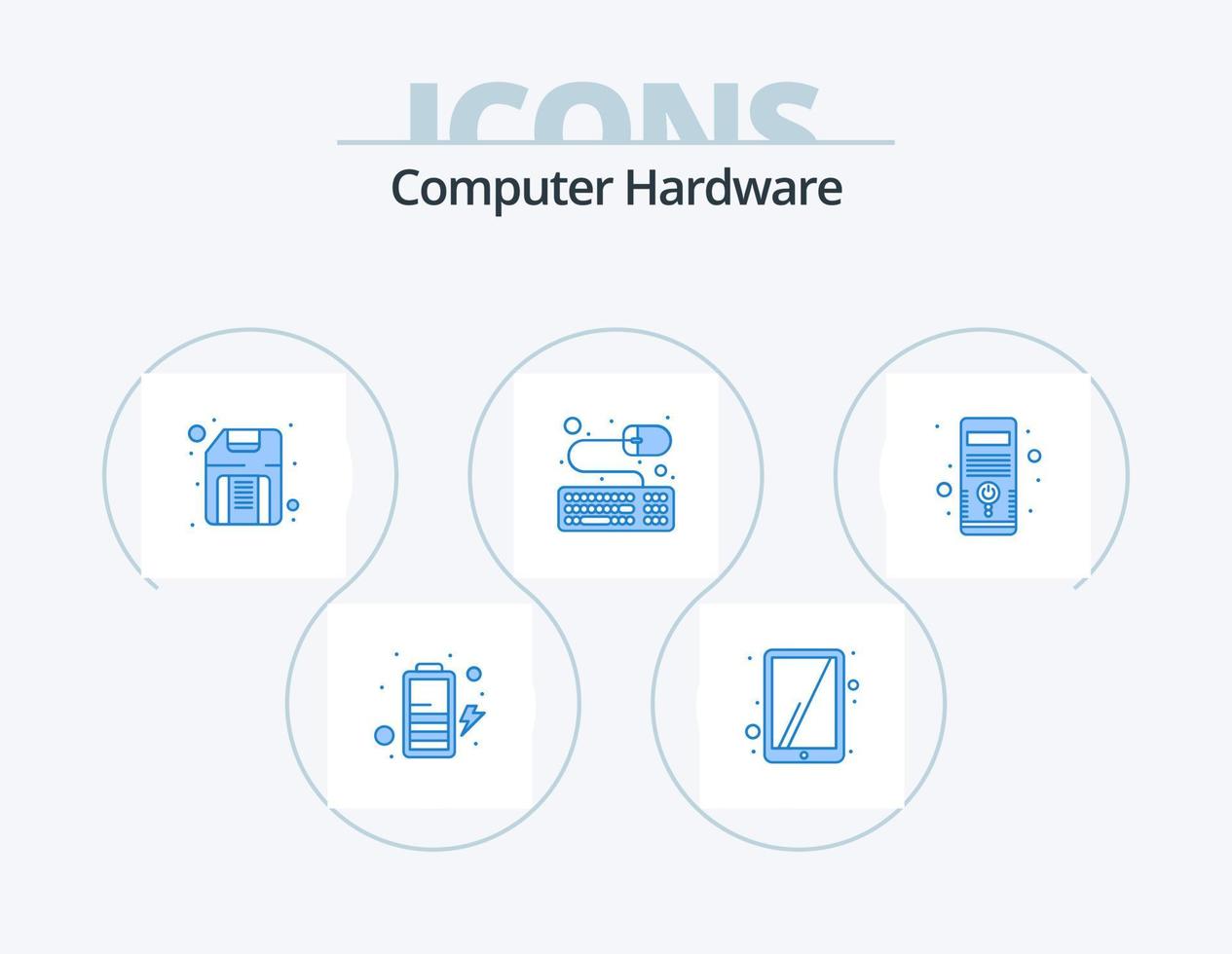 diseño de iconos del paquete de iconos azules de hardware de computadora 5. . ordenador personal. flexible. hardware. ratón vector