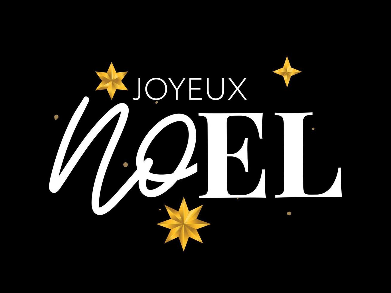 Merry Christmas in French language. Joyeux Noel modern brush vector calligraphy. Hand drawn calligraphic phrase isolated on white background. Typography for greeting card, postcards, poster, banner.