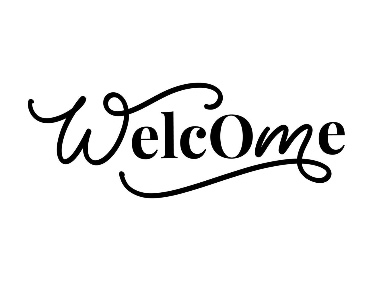 Welcome - lettering calligraphic inscription with smooth lines. vector