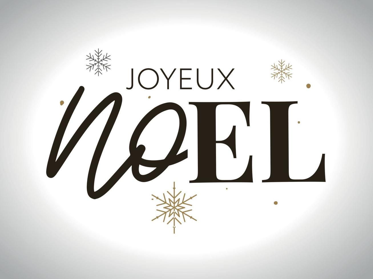 Merry Christmas in French language. Joyeux Noel modern brush vector calligraphy. Hand drawn calligraphic phrase isolated on white background. Typography for greeting card, postcards, poster, banner.