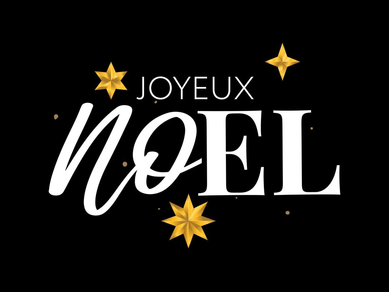 Merry Christmas in French language. Joyeux Noel modern brush vector calligraphy. Hand drawn calligraphic phrase isolated on white background. Typography for greeting card, postcards, poster, banner.