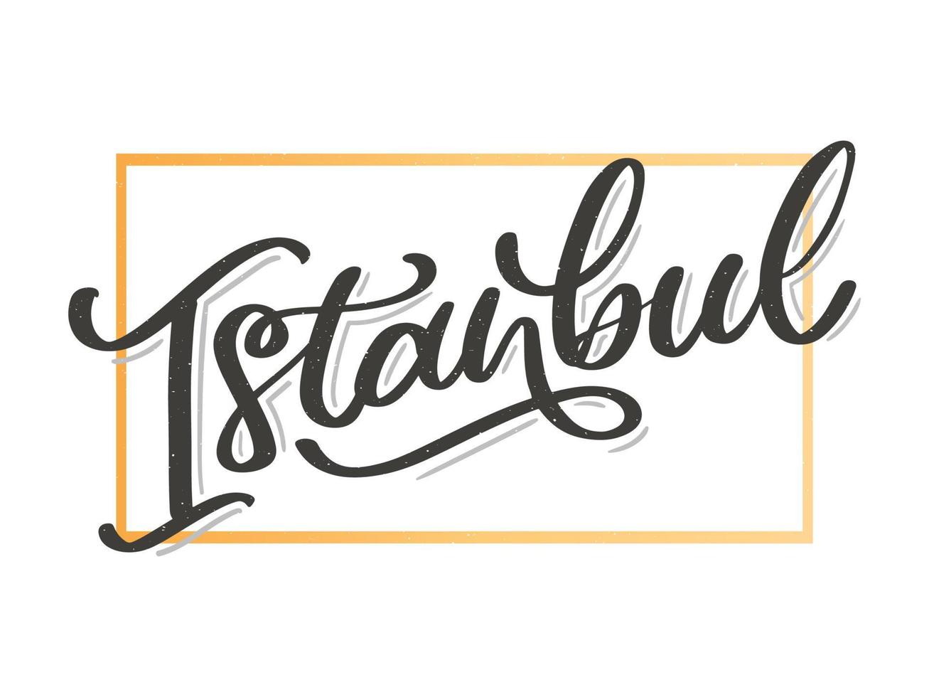 Istanbul. Hand lettering. Vector logo of Istanbul in black color with seagulls on white background. souvenir products, banner emblem, travel blog social media, brochure, flyer. Digital illustration.