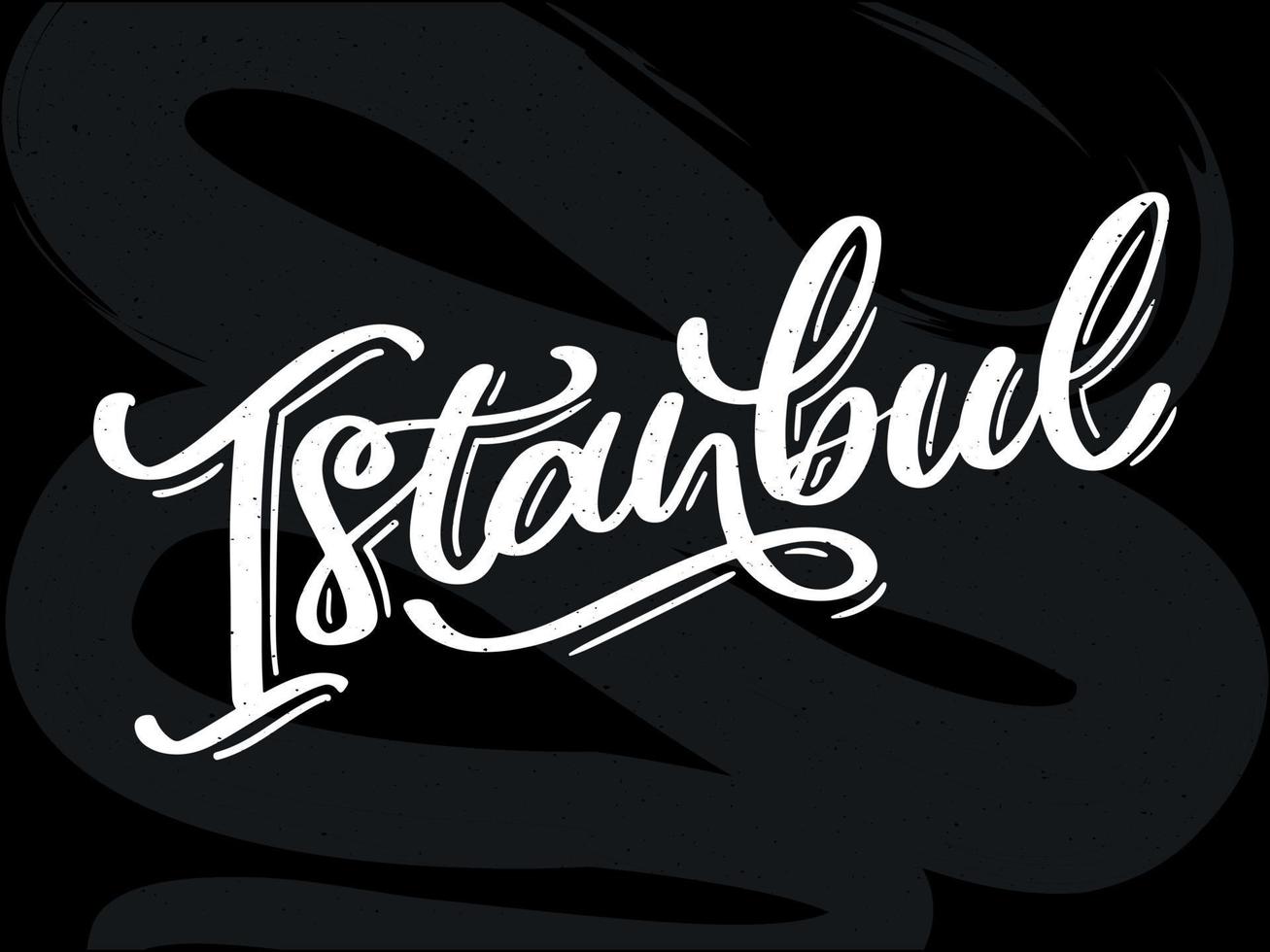 Istanbul. Hand lettering. Vector logo of Istanbul in black color with seagulls on white background. souvenir products, banner emblem, travel blog social media, brochure, flyer. Digital illustration.