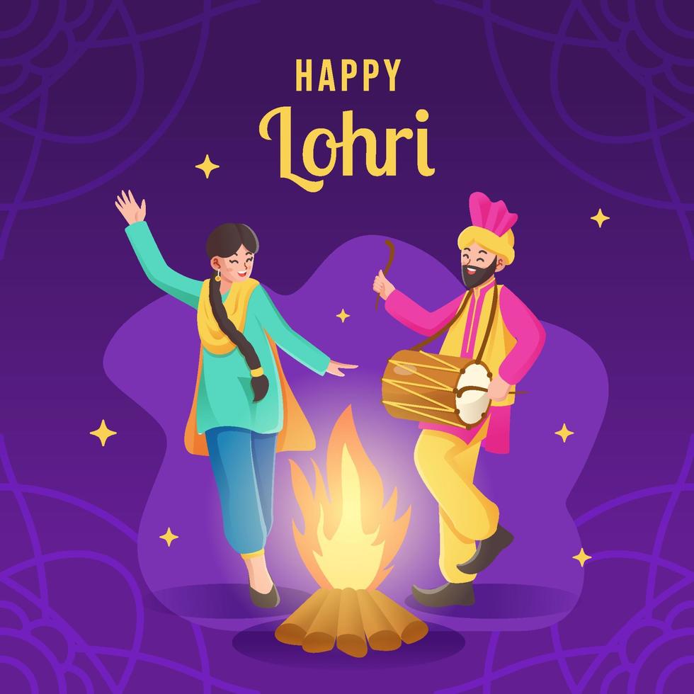 Dancing On The Lohri Celebration Night vector