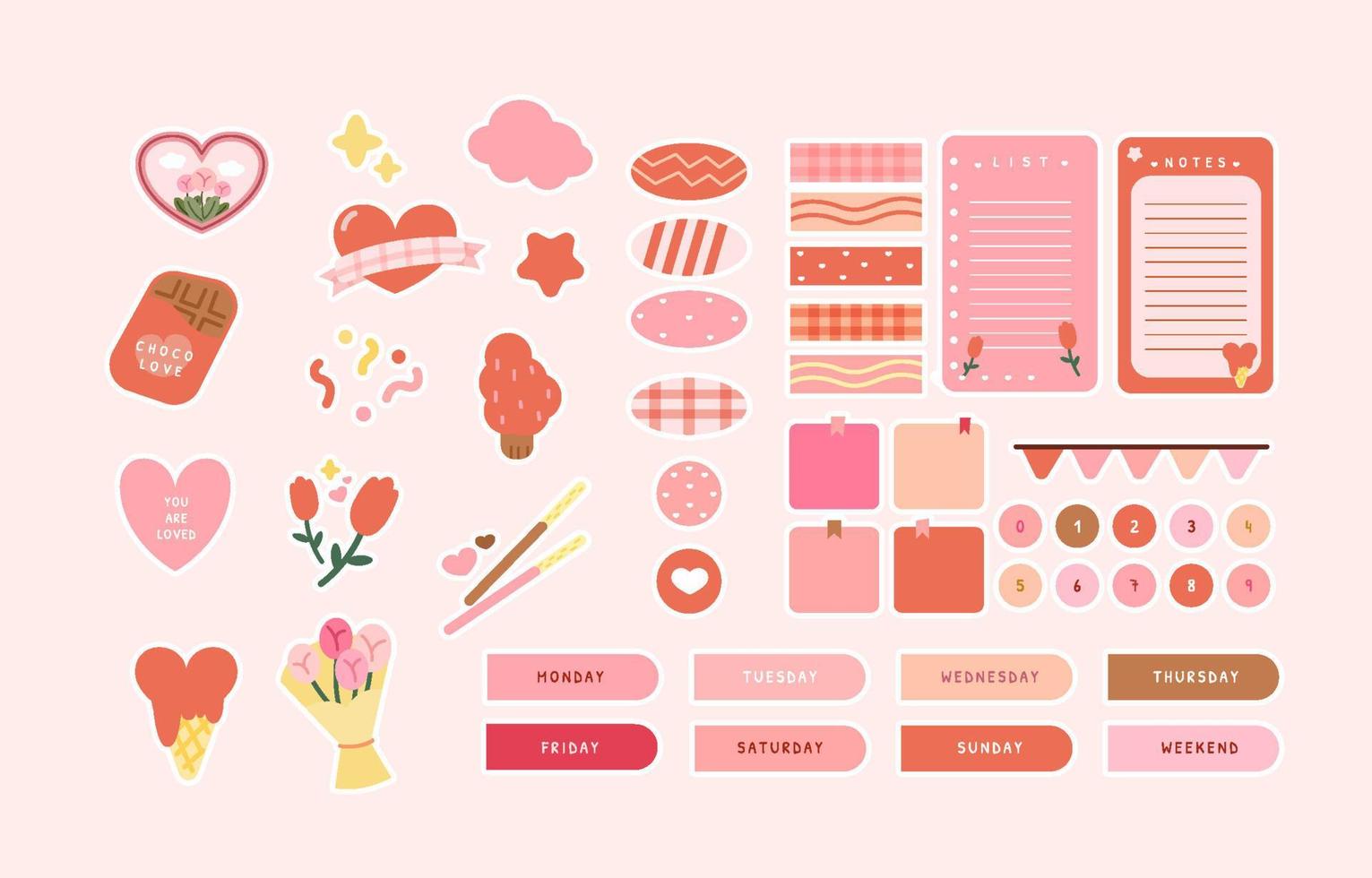 Pink Valentine Journal Template Sticker vector