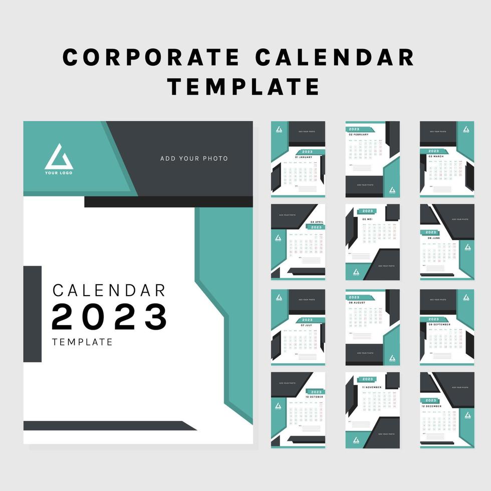 plantilla de calendario de estilo corporativo vector