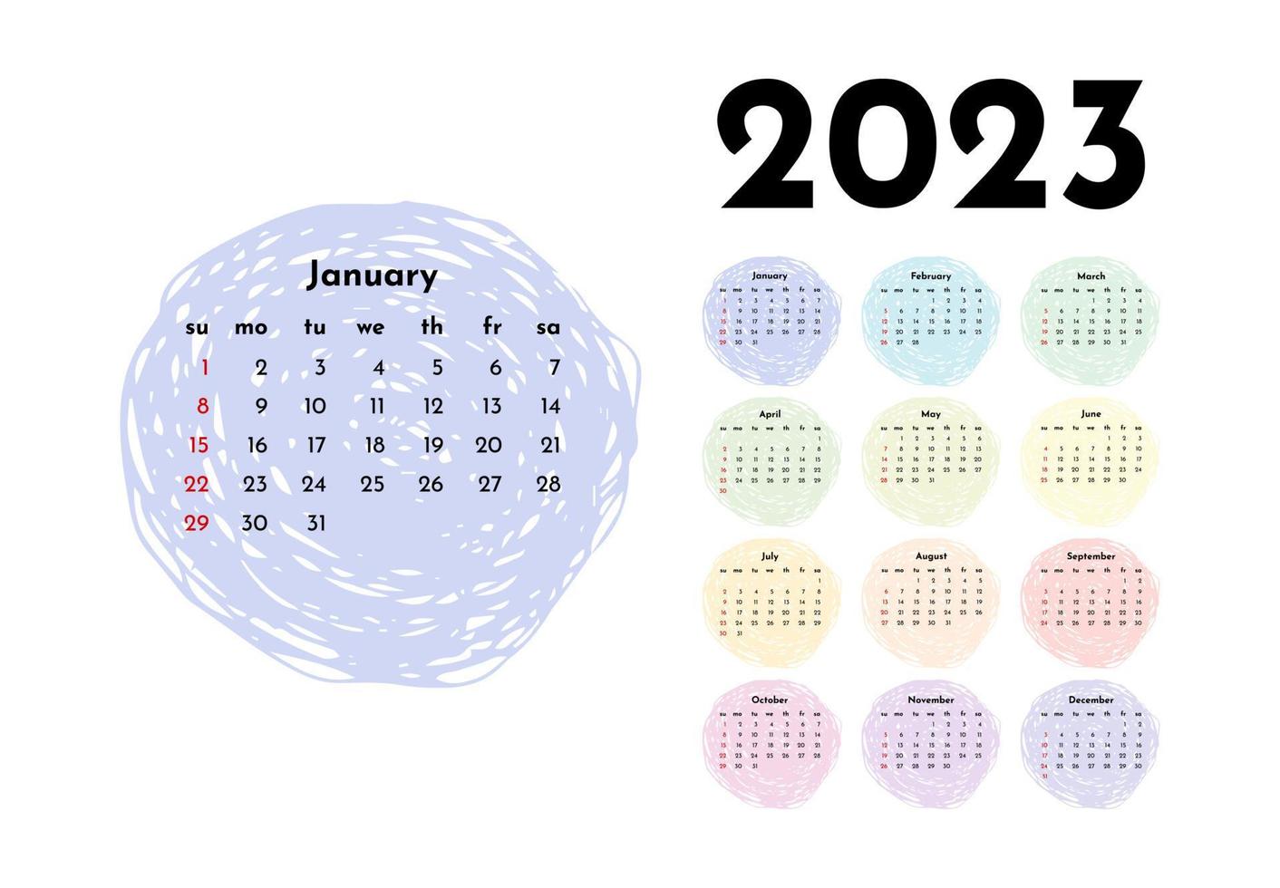 Calendar for 2023 isolated on a white background vector