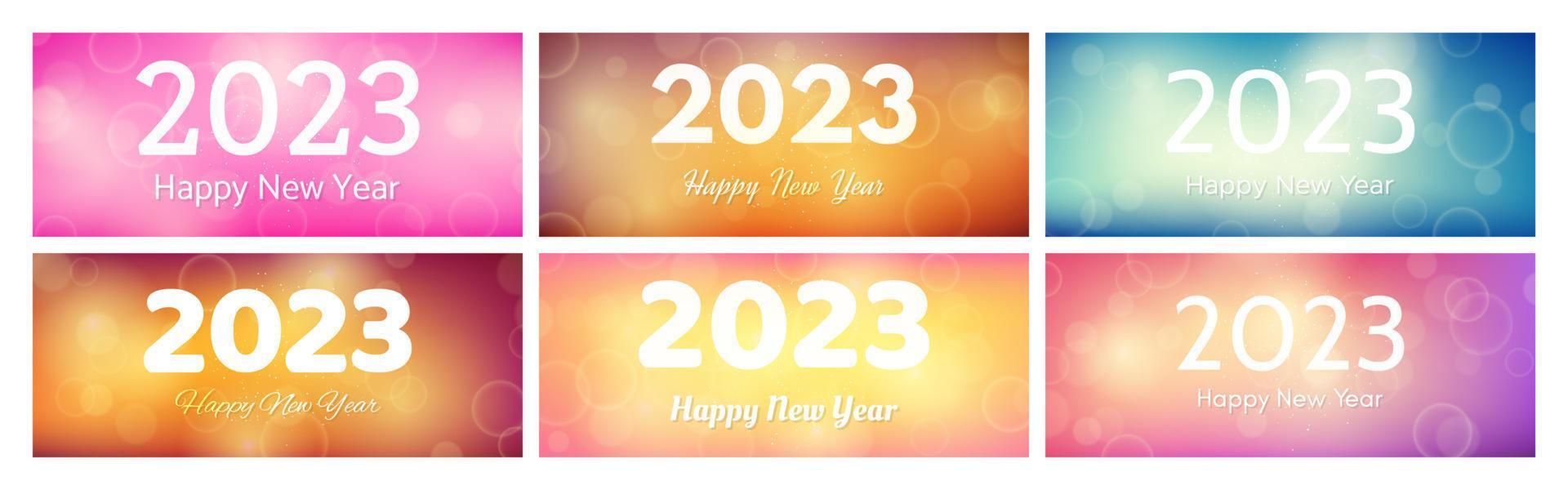 Happy new year 2023 incription on blurred background vector