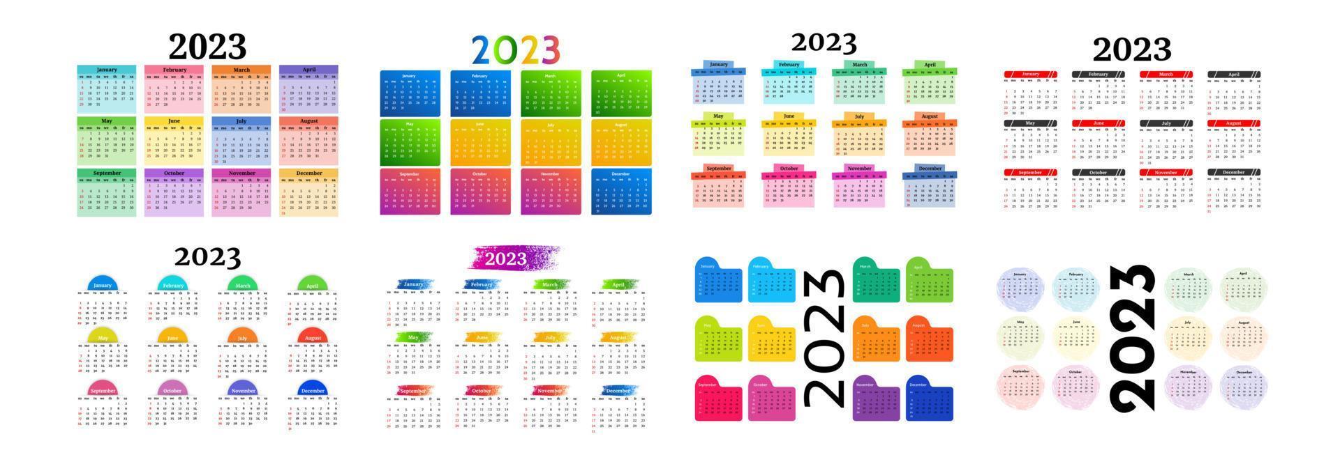 calendario para 2023 aislado en un fondo blanco vector