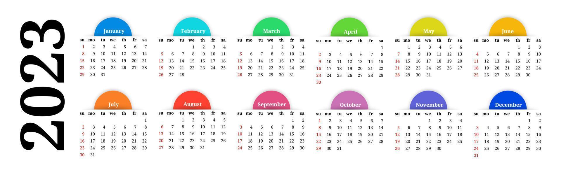 Calendar for 2023 isolated on a white background vector
