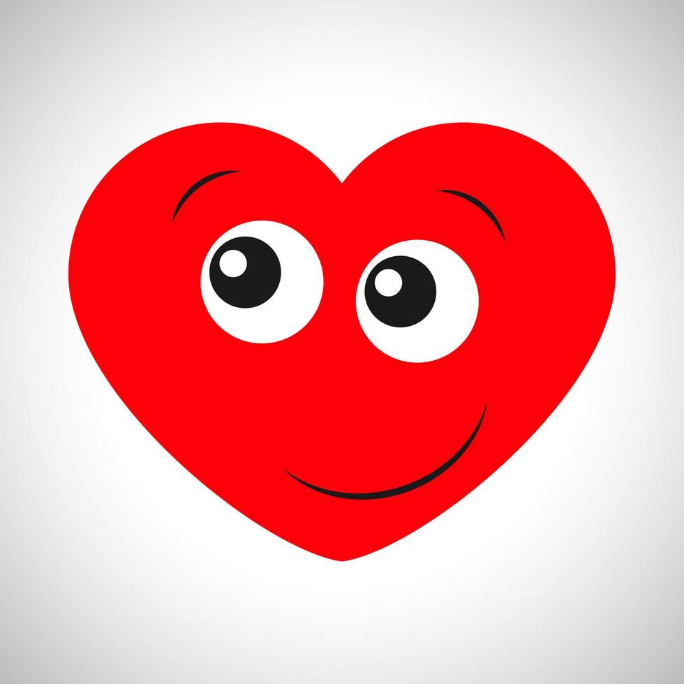 Surprised joyful cartoon heart. Symbol of Love. Vector illustration