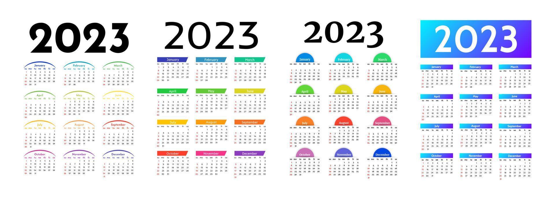 calendario para 2023 aislado en un fondo blanco vector