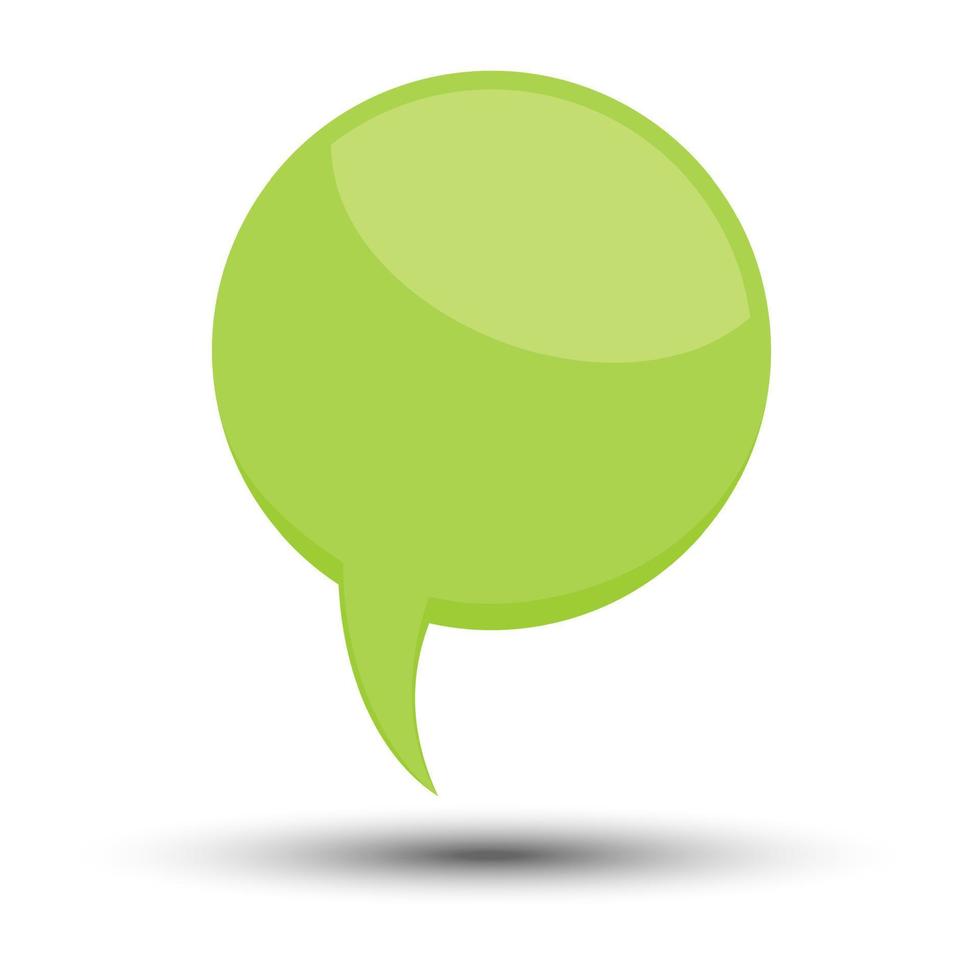 Green cartoon comic balloon speech bubble without phrases and with shadow. Vector illustration.