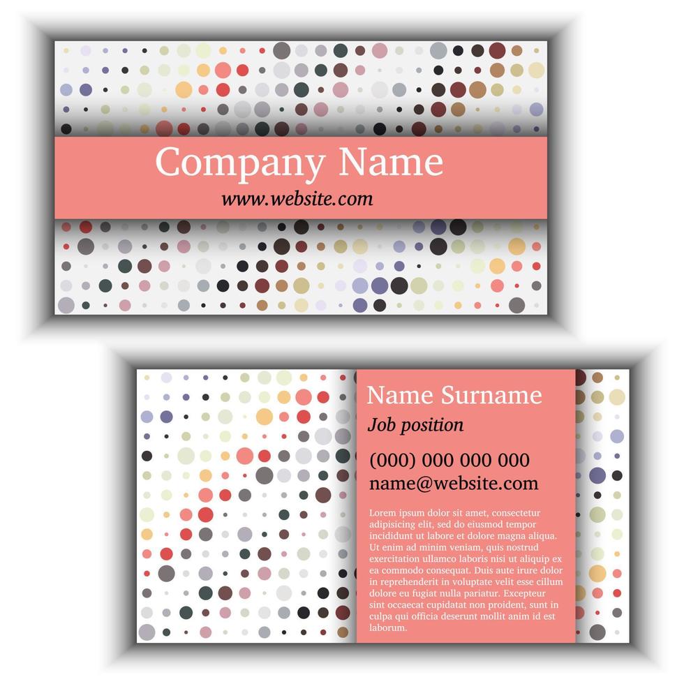 Business card template with abstract background. Colorful irregular dotes. vector