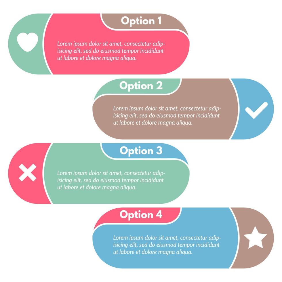 Four elements of infographic design with icons. Step by step infographic design template. Vector illustration