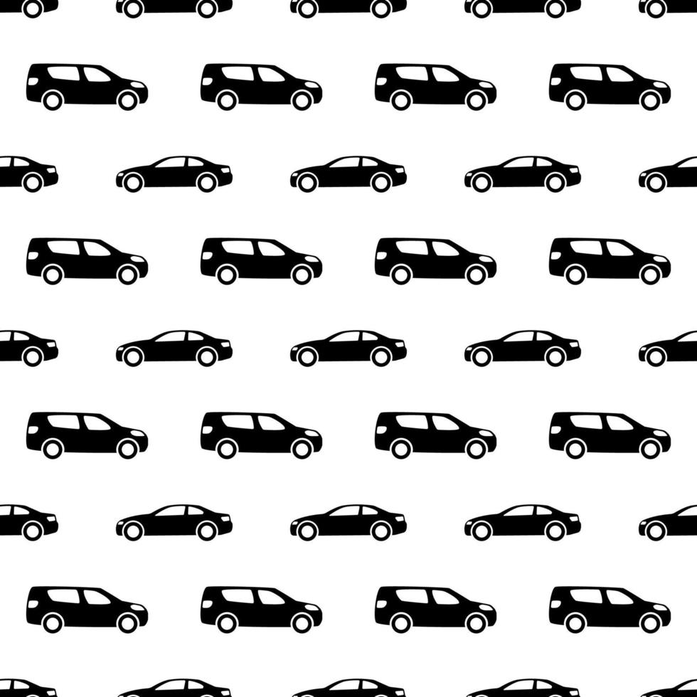 patrón sin costuras con autos negros sobre fondo blanco. ilustración vectorial vector
