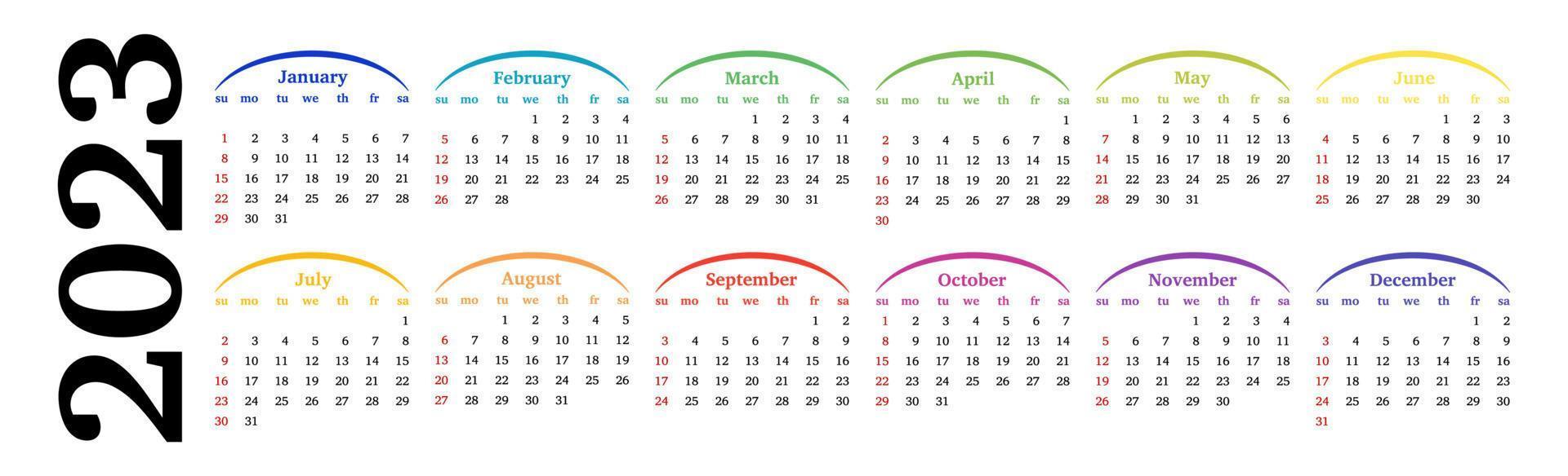 calendario para 2023 aislado en un fondo blanco vector