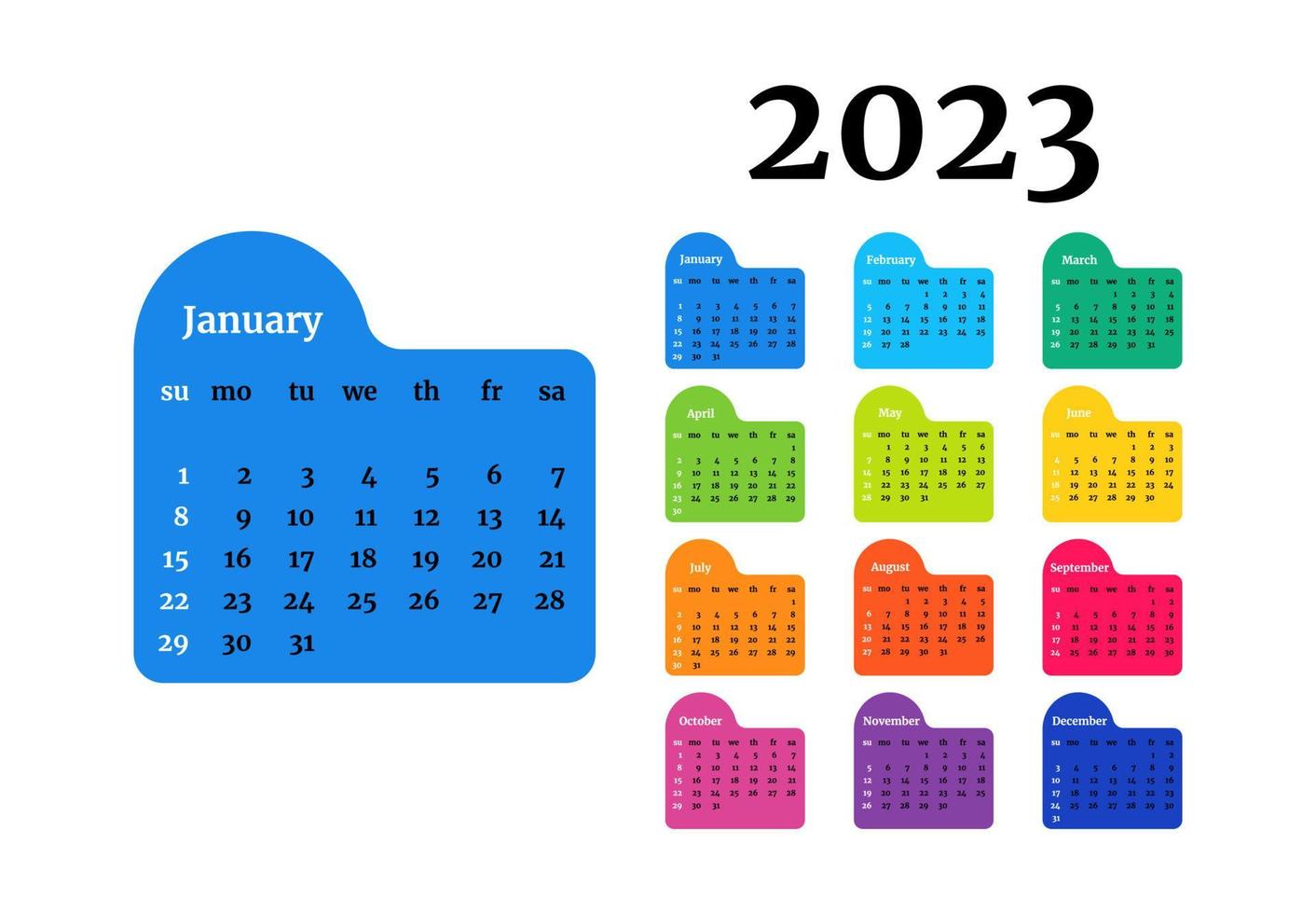 Calendar for 2023 isolated on a white background vector