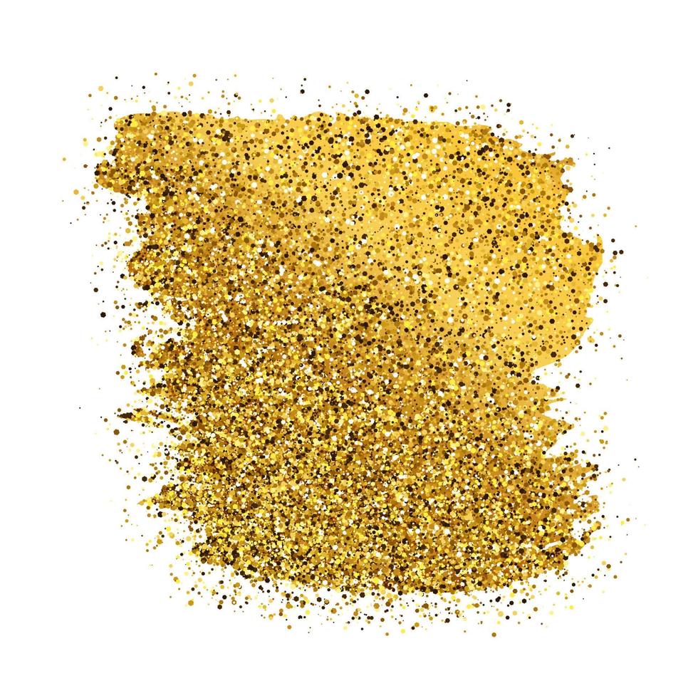 Golden Paint Glittering backdrop on a white background. Background with gold sparkles and glitter effect. Empty space for your text. Vector illustration