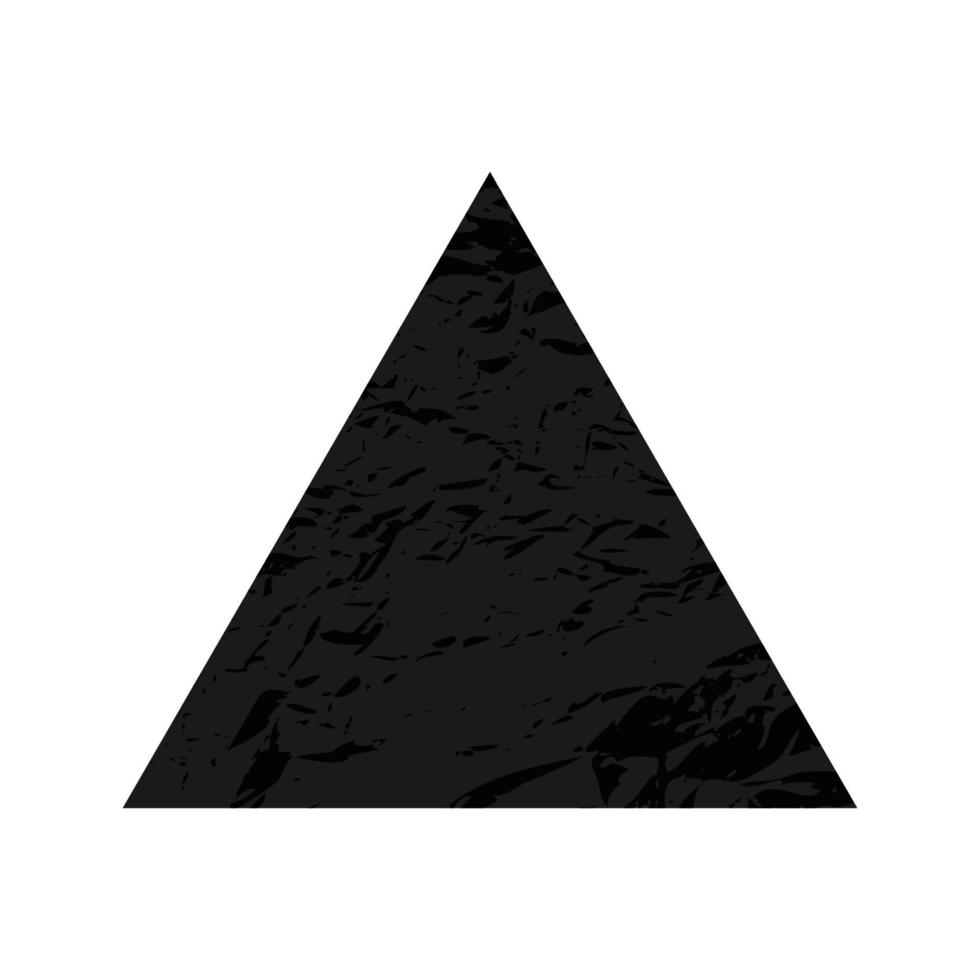 triángulo rayado. figura oscura con textura grunge angustiada aislada sobre fondo blanco. ilustración vectorial vector