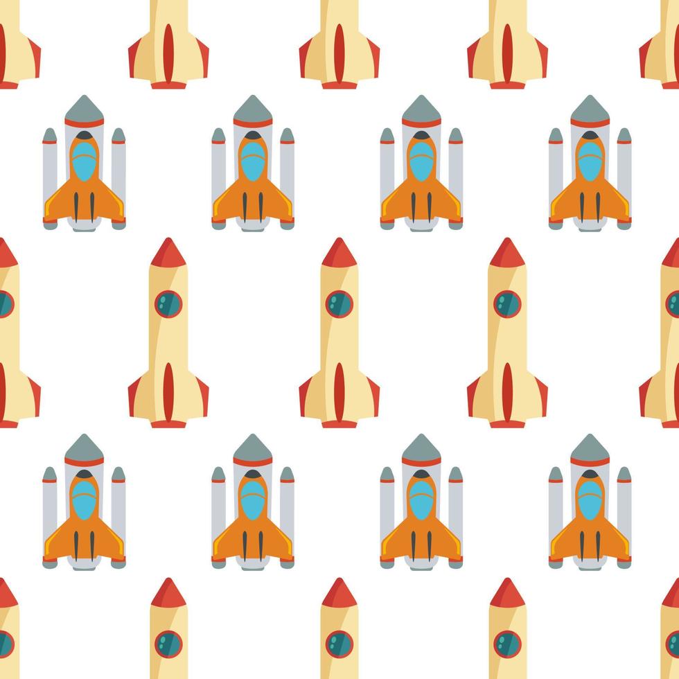 Seamless pattern with space rocket. Vector illustration.