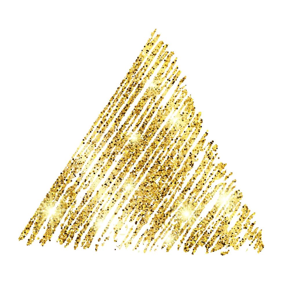 Golden paint hand drawn glittering triangle vector