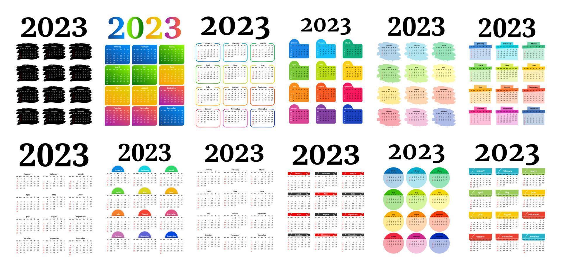 calendario para 2023 aislado en un fondo blanco vector