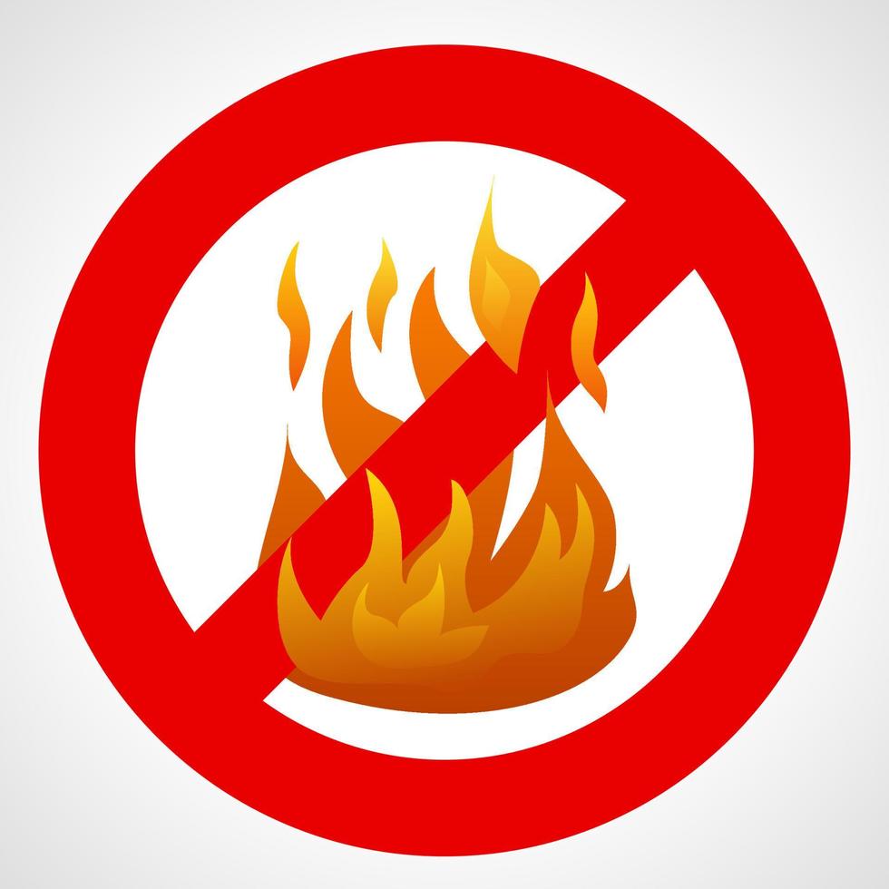 No fire. Red prohibition sign with fire flame isolated on white background. Vector illustration