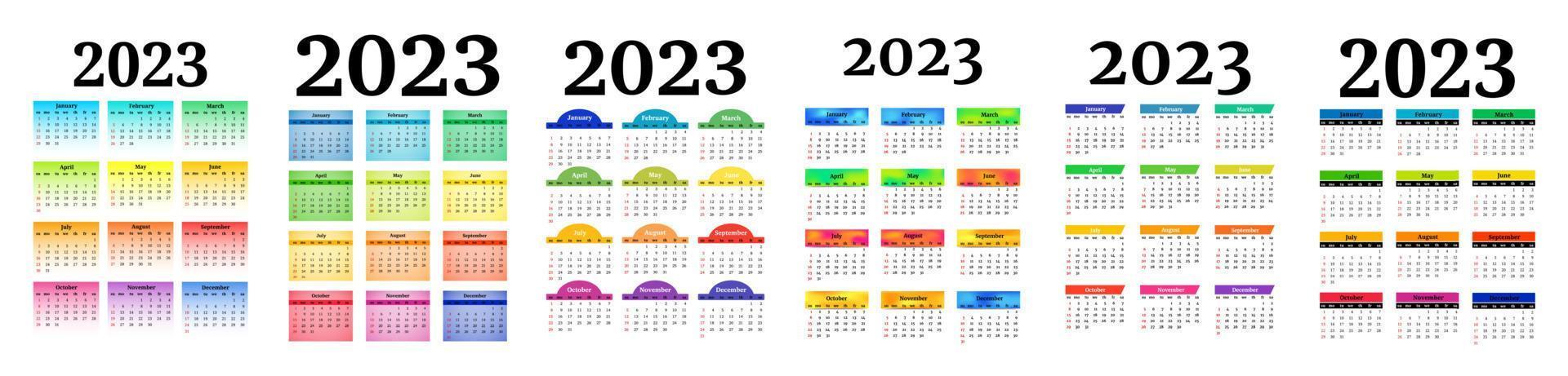 calendario para 2023 aislado en un fondo blanco vector