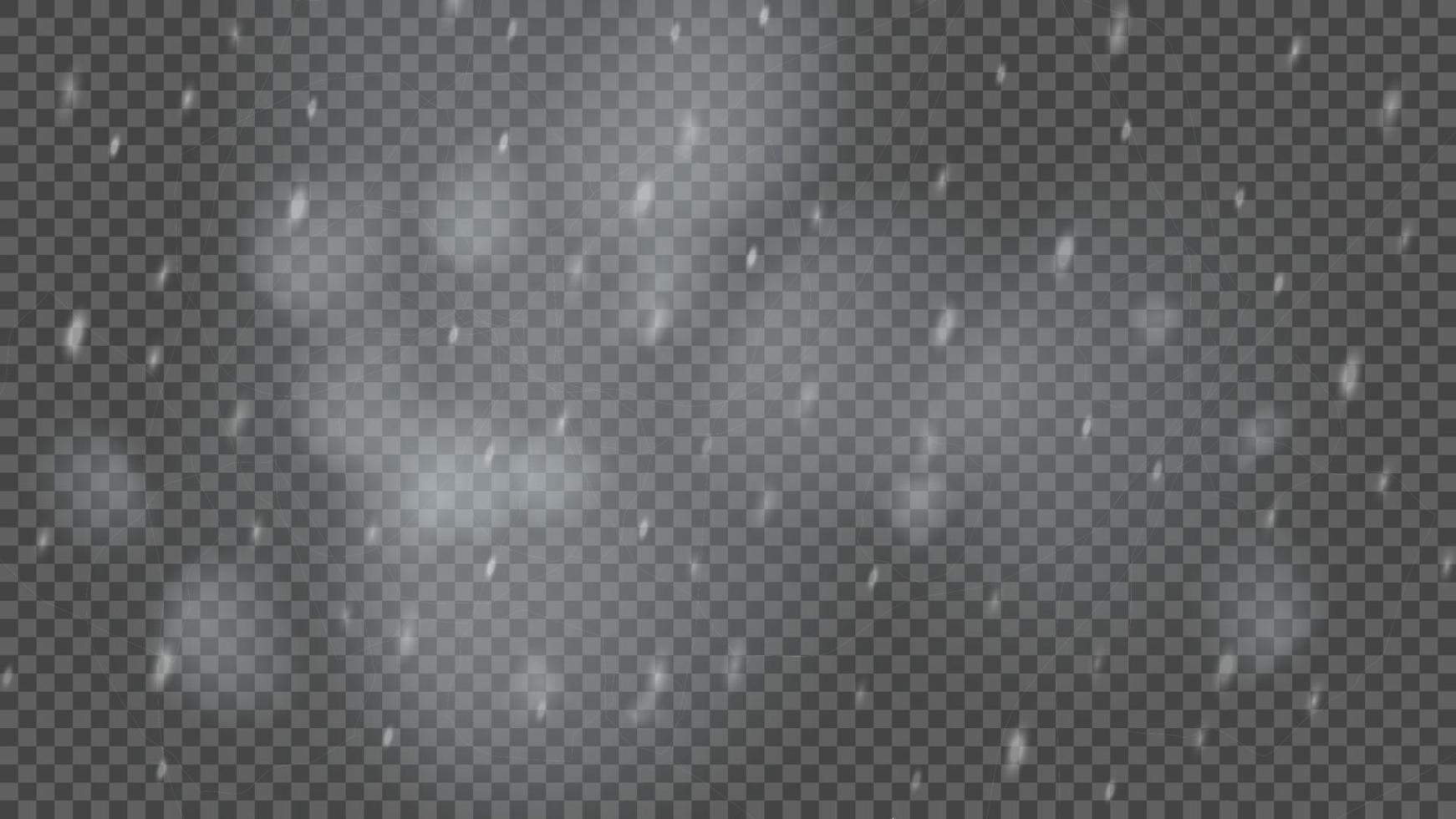 Snowstorm and falling snowflakes on transparent background. Blizzard of white snowflakes and Christmas snow. Vector illustration
