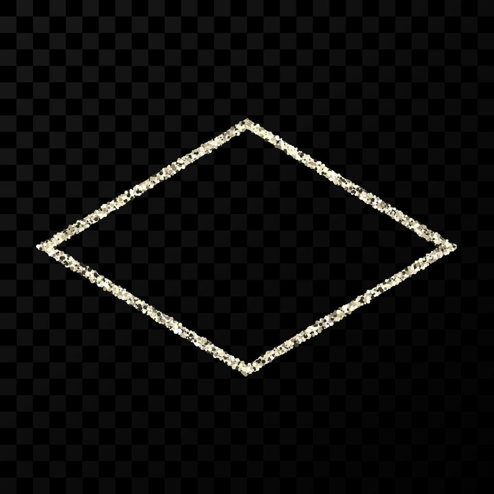 Silver glitter frame. Rhombus frame with shiny sparkles on dark transparent background. Vector illustration