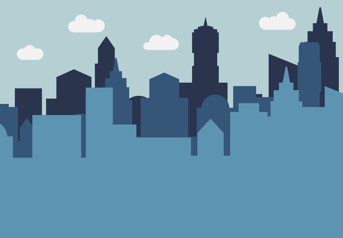 City landscape with skyscrapers in the daytime. Vector illustration