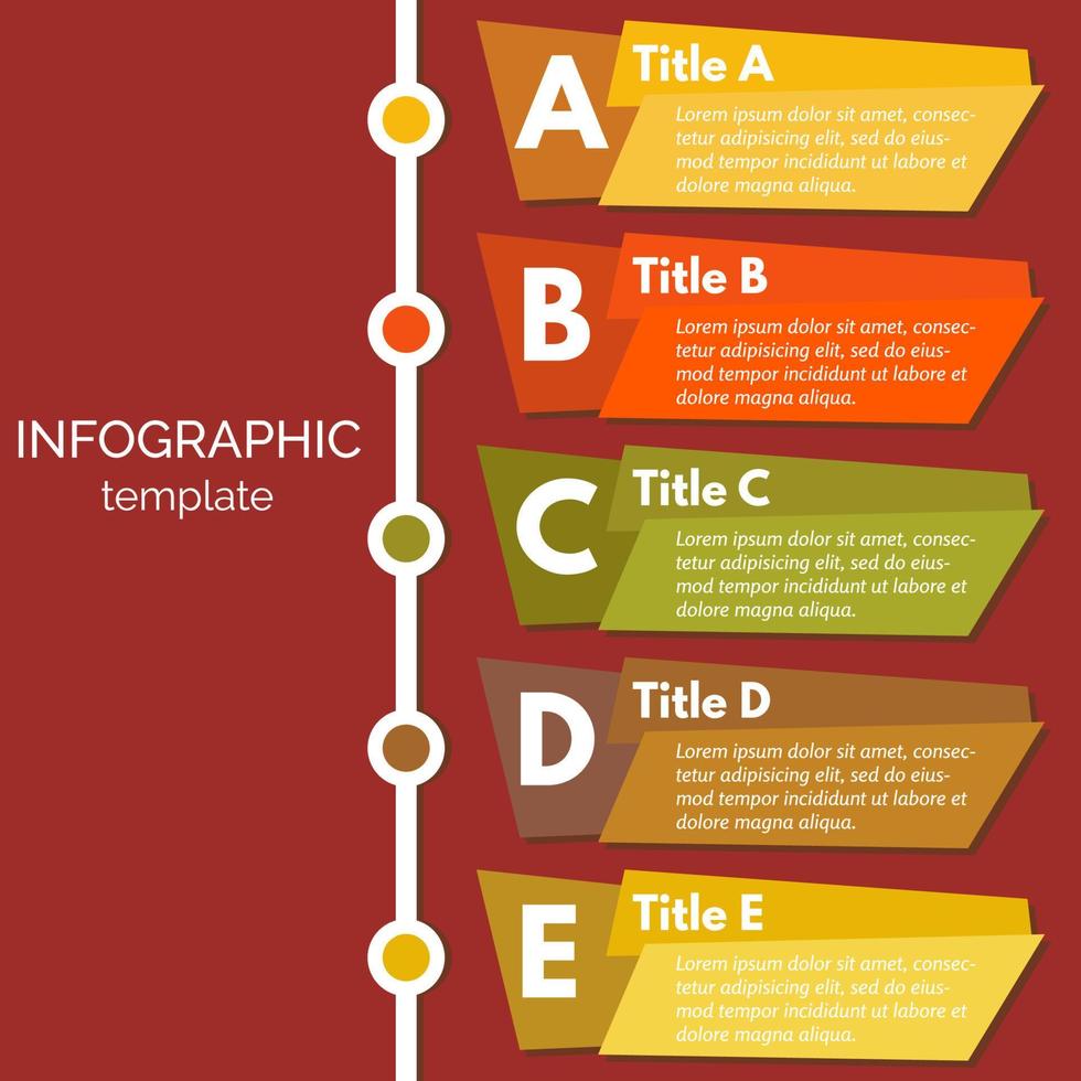 elementos de diseño infográfico de cinco pasos. plantilla de diseño infográfico paso a paso. ilustración vectorial vector