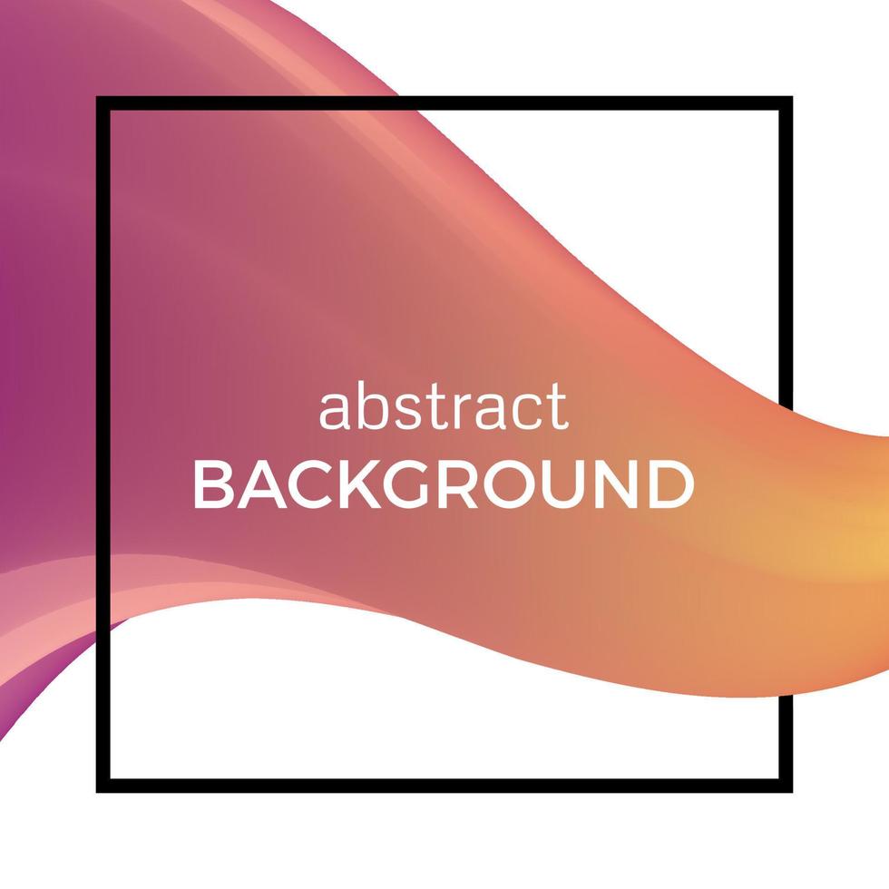 Abstract composition of the watercolor wave in black square. Colorful background with bent dynamic form. Vector illustration.