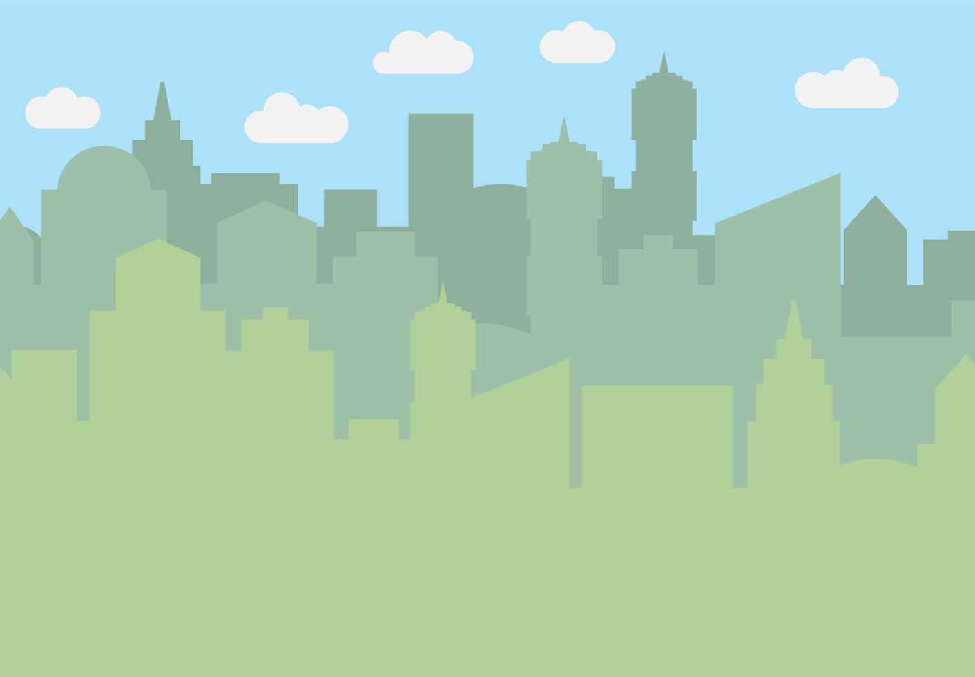 City landscape with skyscrapers in the daytime. Vector illustration