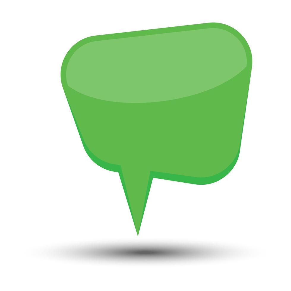 Green cartoon comic balloon speech bubble without phrases and with shadow. Vector illustration.