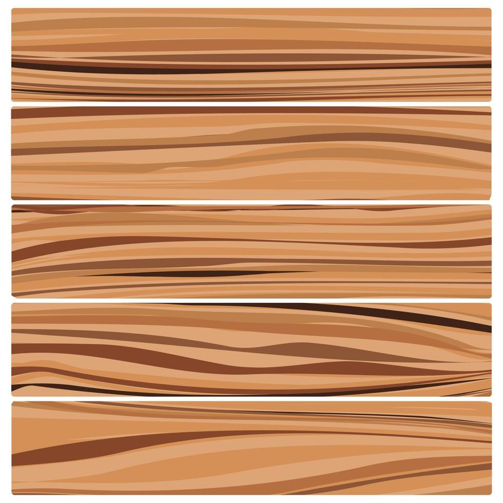 cinco tablas de madera. vector textura de madera abstracta en diseño plano.