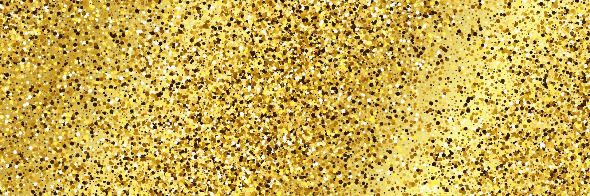 Golden glittering background with gold sparkles and glitter effect. Banner design. Empty space for your text. Vector illustration