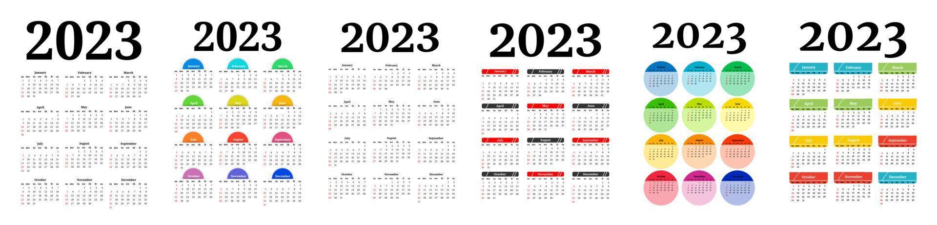 calendario para 2023 aislado en un fondo blanco vector