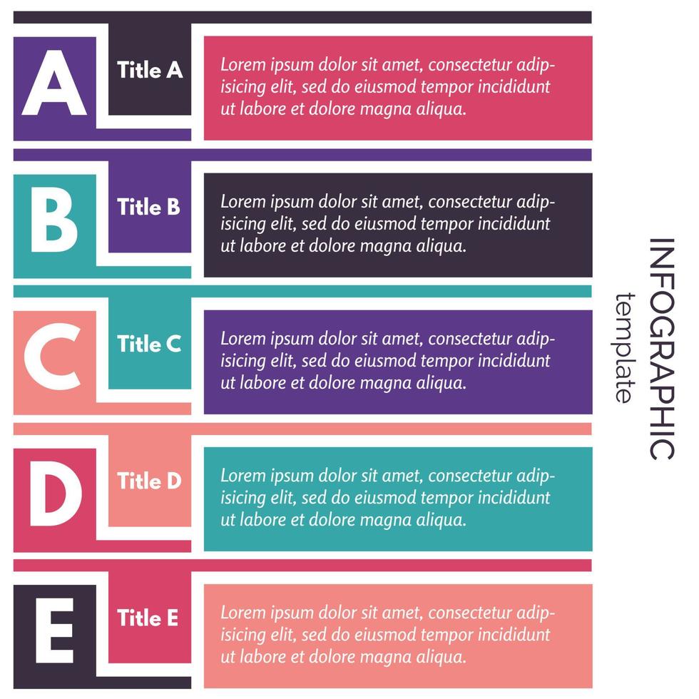 Five steps infographic design elements. Step by step infographic design template. Vector illustration