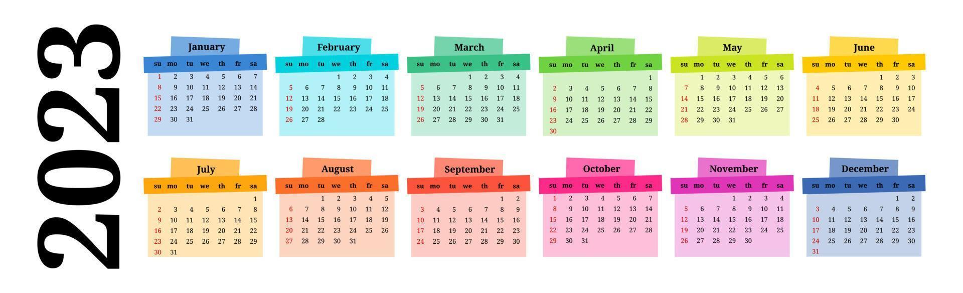 Calendar for 2023 isolated on a white background vector