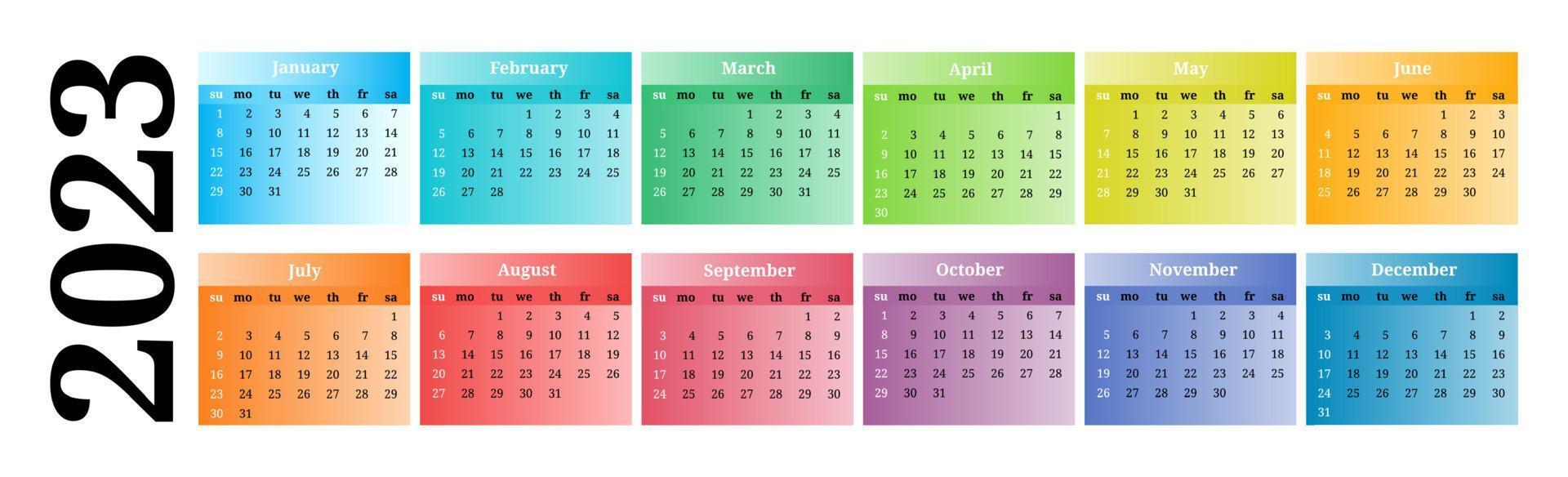 calendario para 2023 aislado en un fondo blanco vector